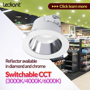 Low-glare CCT Switchable 8W/13W Commercial Downlight (ODM Acceptable)